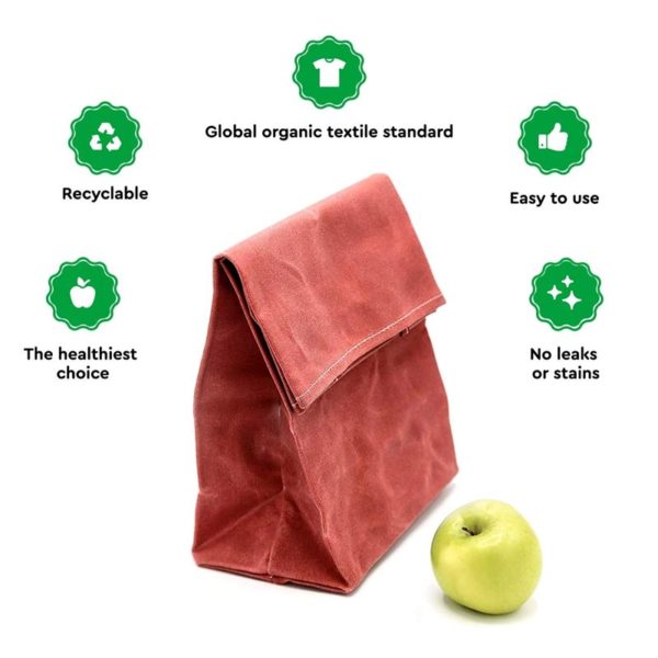Bolsa de almuerzo reciclable rosa