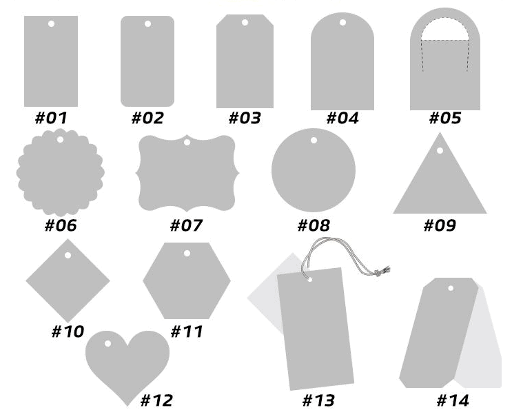 Etiqueta para colgar en la mochila: forma de la etiqueta