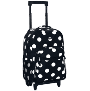 Black dot backpack with wheels
