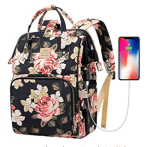Flower pattern laptop backpack