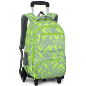 Green backpack with wheels