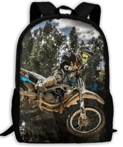 Dirt bike backpack with motorycle pattern