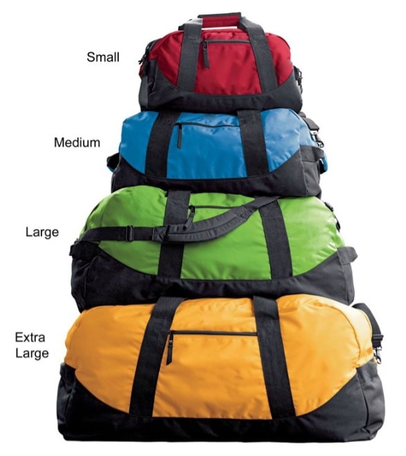 Duffle bag sizes