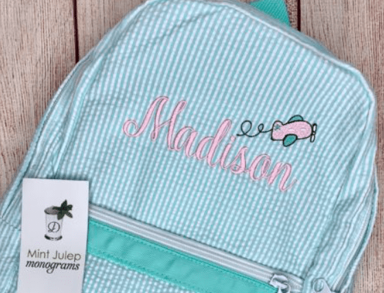 Backpack embroidery logo