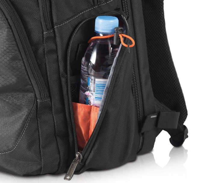 side pockets of a laptop backpack
